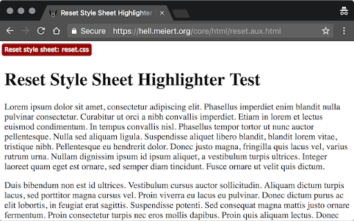 Reset Style Sheet Highlighter