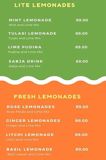 Trendz Juice Bar menu 