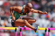 Antonio Alkana of South Africa competes in the Men's 110 metres hurdles during day three of the 16th IAAF World Athletics Championships London 2017 at The London Stadium on August 6, 2017 in London, United Kingdom.  (Photo by Richard Heathcote/Getty Images)