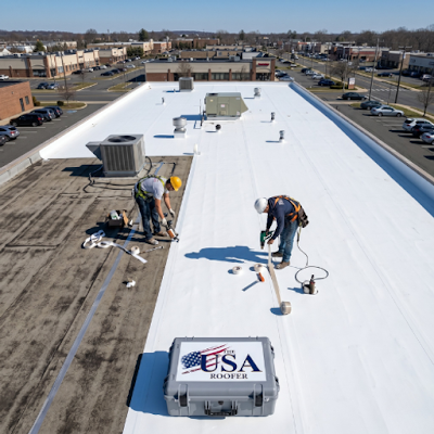 Storm-related roofing work shared in a recent public business post