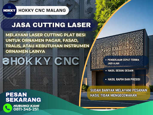 Jasa Laser Cutting Plat Besi untuk Ornamen Pagar, Fasad, dan Tralis  Hokky CNC