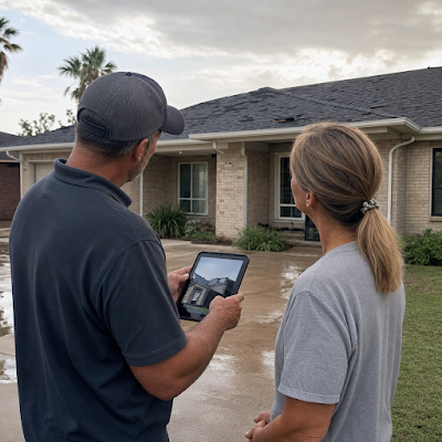 Storm-related roofing work shared in a recent public business post