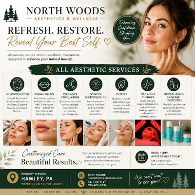 Clean, professional medical spa treatment room with neutral tones at North Woods Aesth And Wellness Llc in Hawley