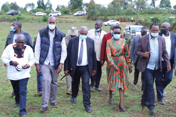 Narok Governor Samuel with other leaders arrive for the burial of Isaack Parlasoi Tirike at Nairegi-Enkare of Narok East.