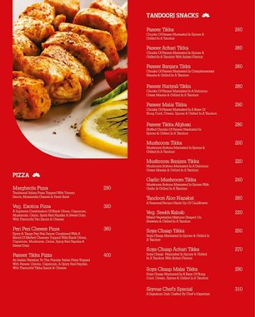 Skyvue Restaurant menu 