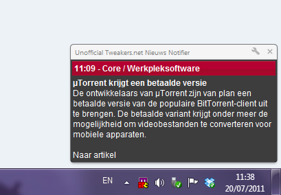 Unofficial Tweakers.net Nieuws Notifier