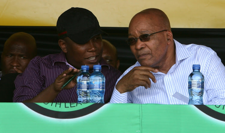 Former political allies Julius Malema and Jacob Zuma in October 2009. The EFF leader and former president are due to meet on Friday.