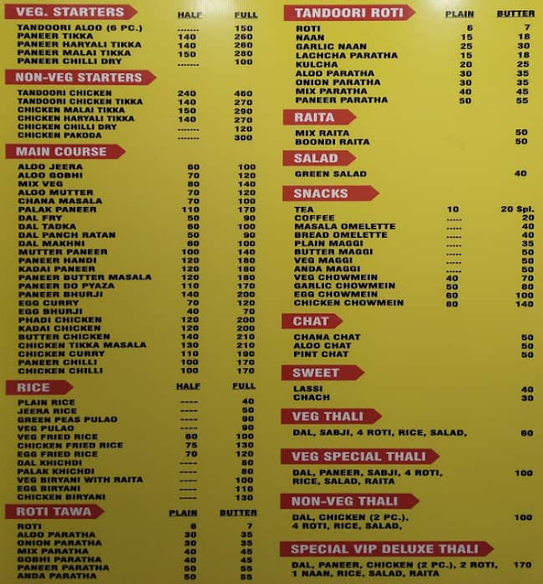 Apna Dhaba menu 