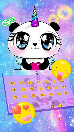 Galaxy Unicorn Panda Emoji Keyboard Theme