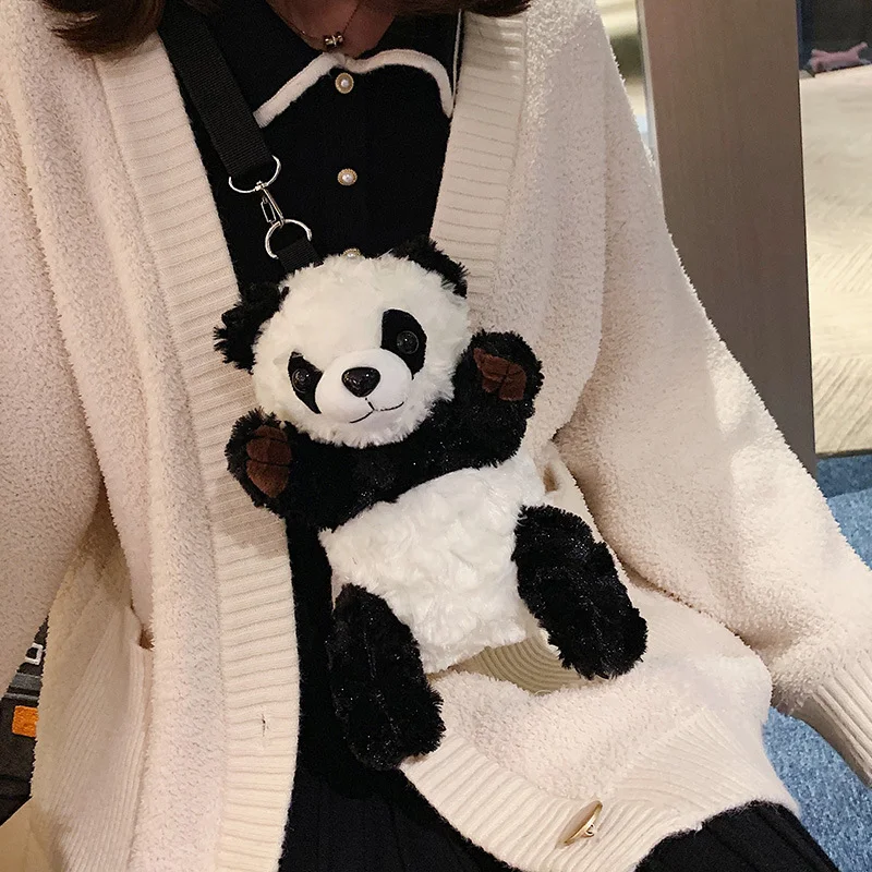 Cute plush panda bag, cartoon shoulder bag perfect for kids and anyone who loves adorable and fun accessories to carry t