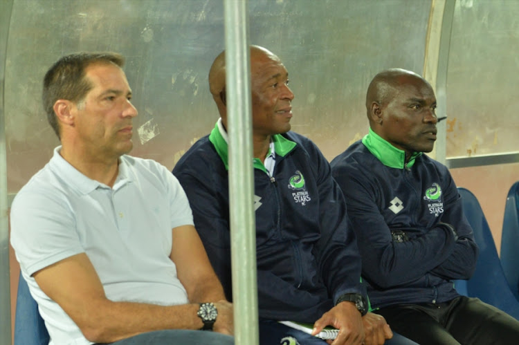 Platinum Stars coach Roger De Sa during the Absa Premiership match between SuperSport United and Platinum Stars at Lucas Moripe Stadium on September 12, 2017 in Pretoria, South Africa.