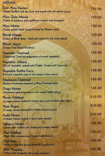 The Haveli - Hotel Annamalai International menu 