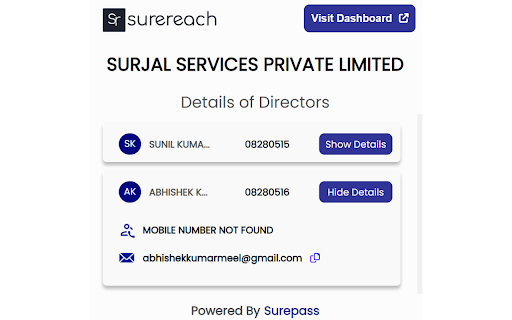 Surereach: Find verified Mobile No. & Emails