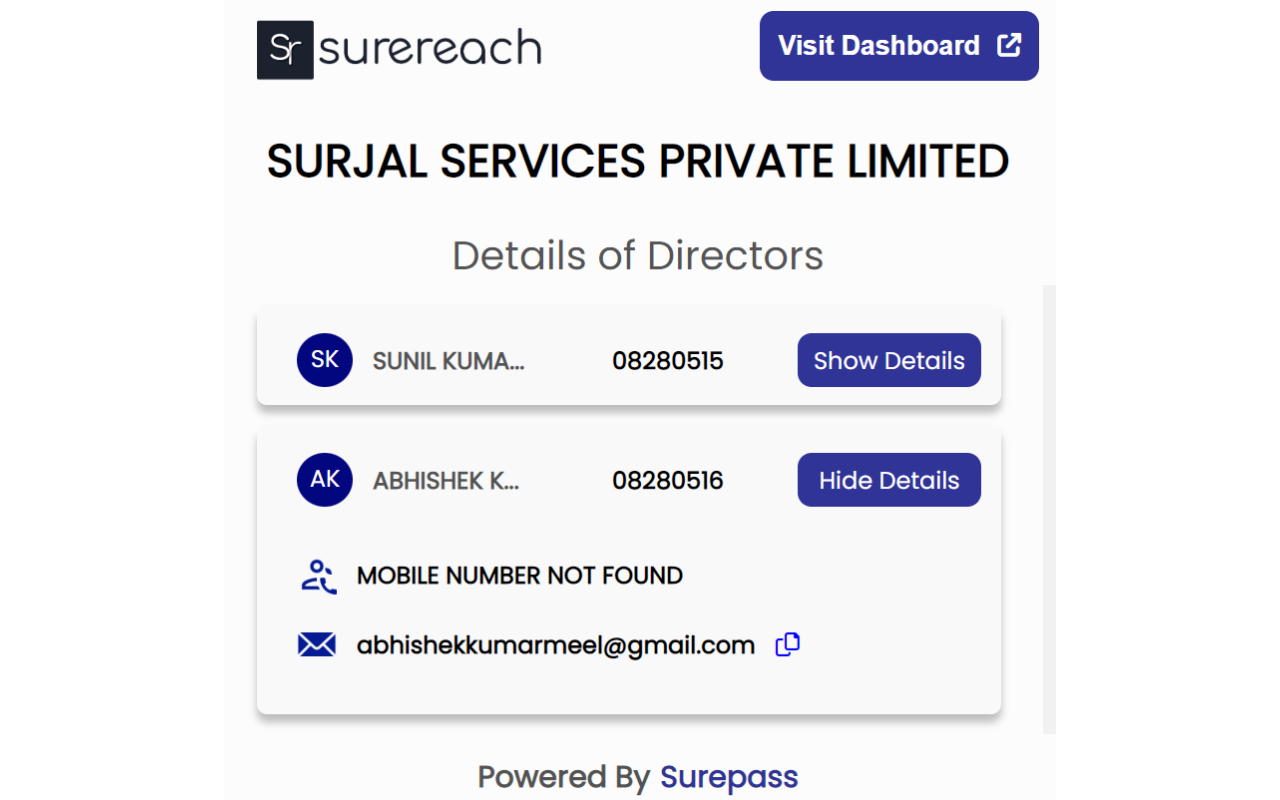 Surereach : Find verified Mobile No. & Emails Preview image 5