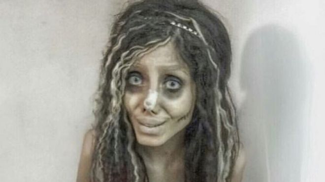 Sahar Tabar came to attention for her resemblance to a "zombie" version of Angelina Jolie/INSTAGRAM