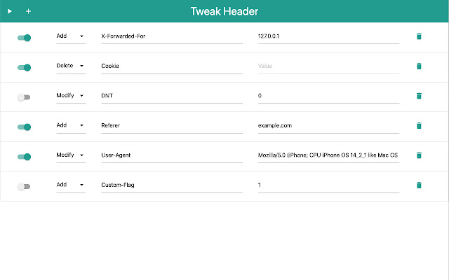 Tweak Header chrome extension