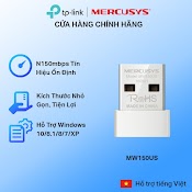 [Hỏa Tốc] Bộ Chuyển Đổi Usb Wifi Nano Mercusys Mw150Us Chuẩn N 150Mbps