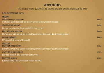 Zero Degrees - Gokulam Park menu 