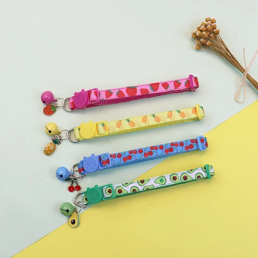 Pet Adjustable Webbing Fruit Cat collar Breakaway Cute Neck Collar with Bell for Small Dogs Puppy Kitten Stuff Things Pr