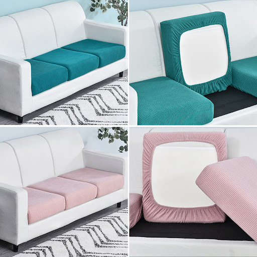 Title 5, Polar Fleece Sofa Cushion Cover Pure Color Stre...