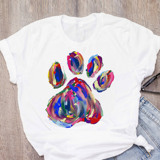 Title 6, T-shirt femme DOG MOM ECG Footprint Love à manc...