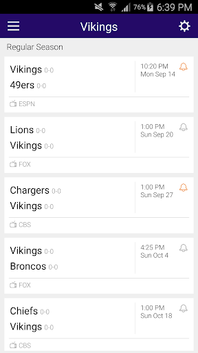 Football Schedule for Vikings