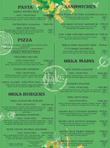 Orka Cafe menu 