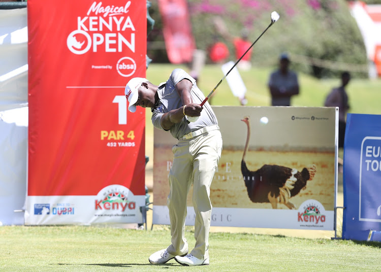 Simon Ngige in action at the Magical Kenya Open