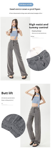 Title 6, Ice Silk Thin Jeans Womens Comfortable Wide Le...