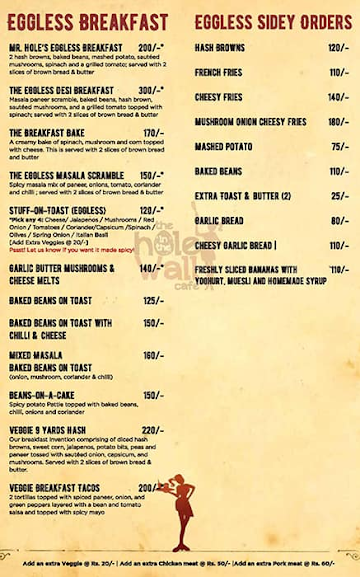 The Hole In The Wall Cafe menu 