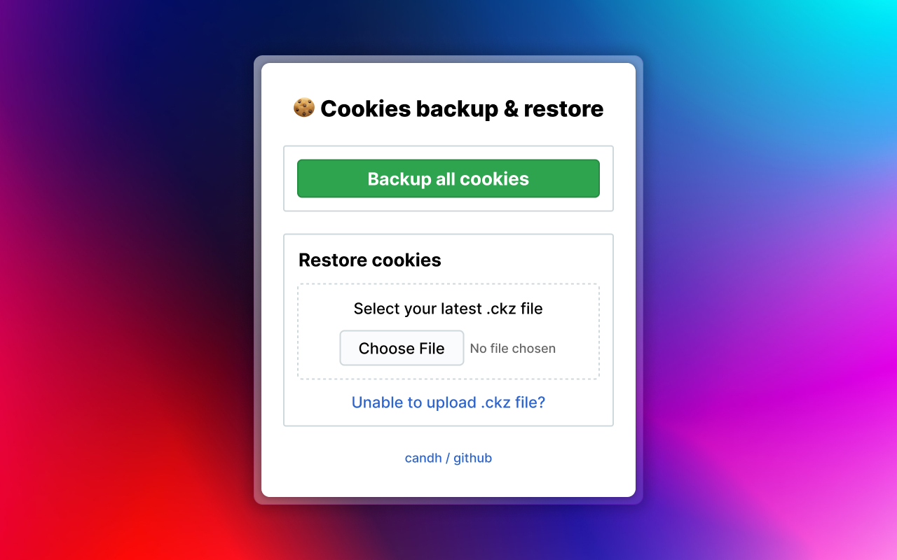 Cookie Backup and Restore Preview image 2