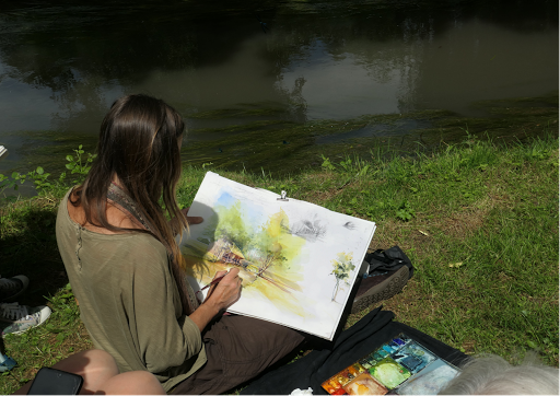 aquarelle lavoir de Dormelles_ stage avec Jeanne PAPA 20 juin 2021