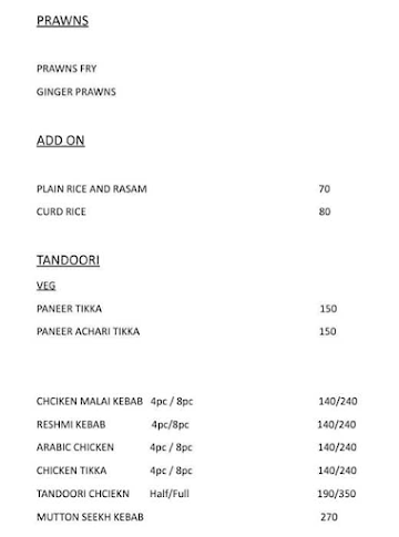 Tarangini menu 