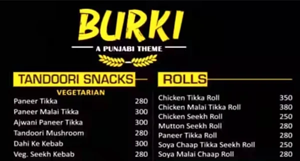 Burki - A Punjabi Theme menu 