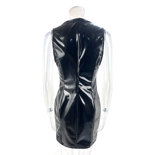 Title 8, Womens dress featuring a big V-neck, waist sli...