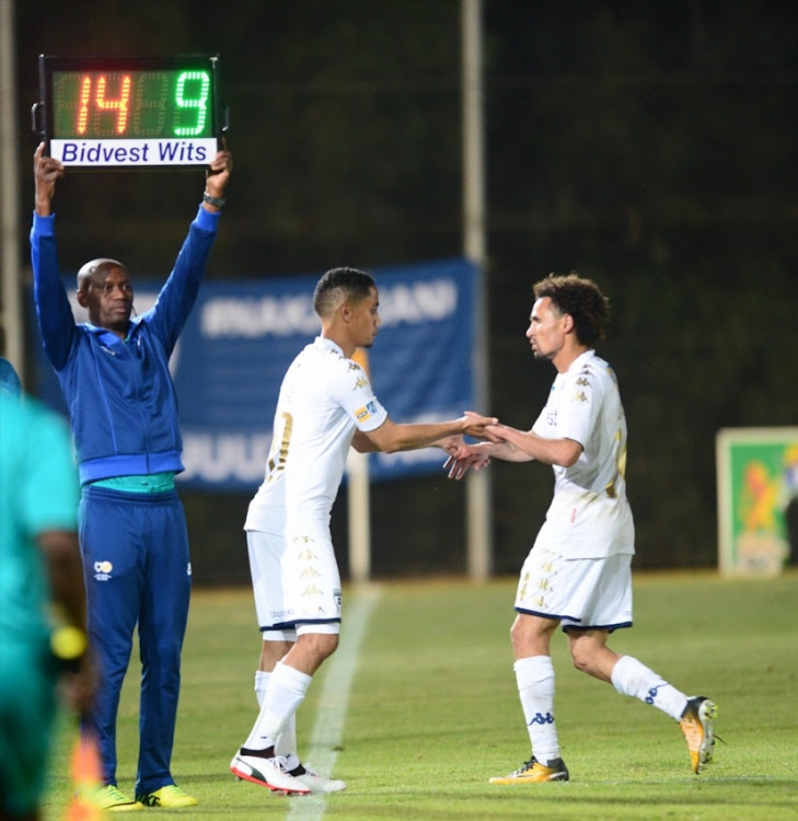 Steven Pienaar and Daylon Claasen of Wits during the MTN 8 quarter final match between Bidvest Wits and Golden Arrows at Bidvest Stadium on August 11, 2017 in Johannesburg.