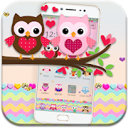 Pink Lovely Owl Cartoon Theme  Icon