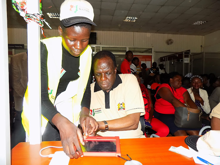 Kakamega Governor Wycliffe Oparanya at Kakamega Huduma Center where he registered on Monday