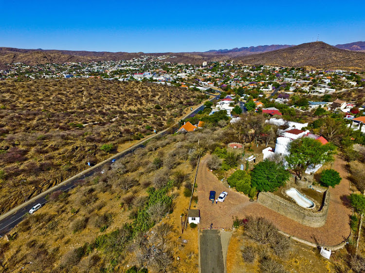 An aerial view of Windhoek hills in Namibia.