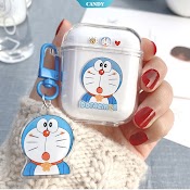 Vỏ Hộp Sạc Tai Nghe Bluetooth Bằng Silicon Trong Suốt Họa Tiết Doraemon Hoạt Hình Bảo