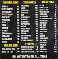 Shake King menu 1