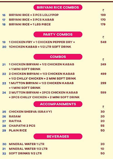 Donne Biryani House menu 