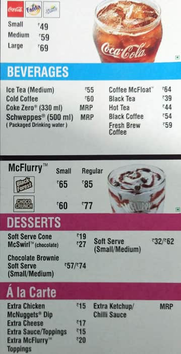 McDonald's menu 