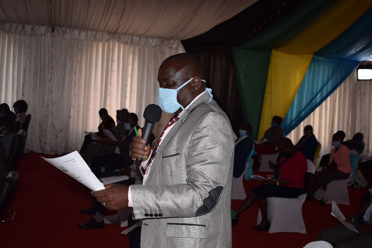 Chairman of the Kitui County Assembly health and sanitation committee Philip Nguli making a presentation in the assembly in May 2020.