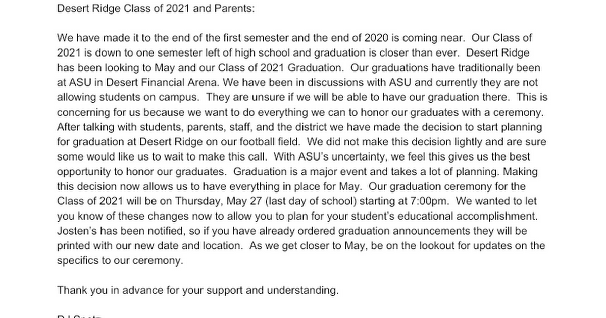 Graduation Letter