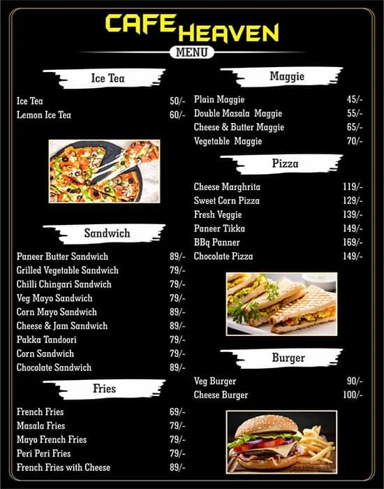 Cafe Heaven menu 