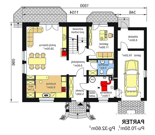 BW-20 wariant 1, energooszczędny - Rzut parteru