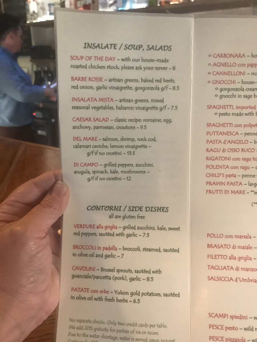 il vecchio gluten-free menu