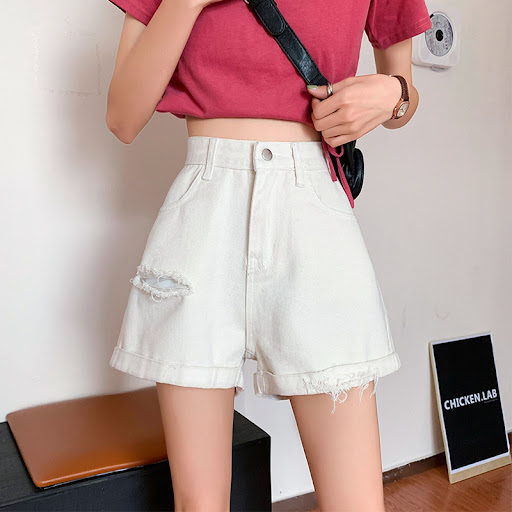 Title 4, Korean Version Torn Denim Shorts for Women. Get...