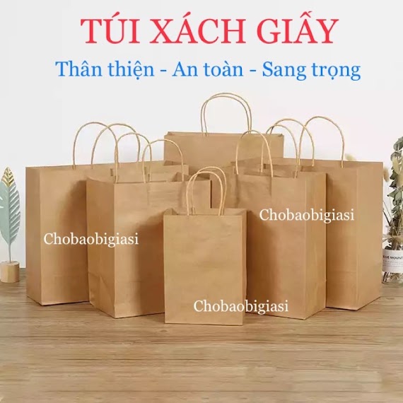 {1 Cái/Size}Túi Xách Giấy, Túi Giấy Kraft Có Quai Xách, Định Lượng 120Gsm Sang Trọng, Thân Thiện Môi Trường (Sp Y Hình)